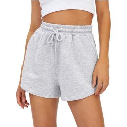 Women's Fashion Casual Exercise Elastic Running High Waist Shorts (Option: Gray-2XL)