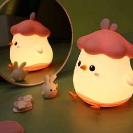 Creative Dish Light Chirp Night Light Soft Silicone Decompression (Option: pink-Pat money-USB)