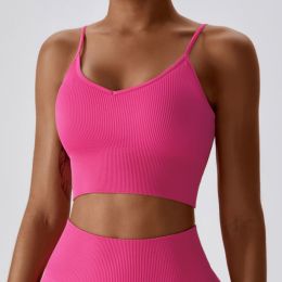 Seamless Knitted Thread Yoga Suit (Option: Pitaya Color Beauty Back-L)