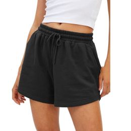 Women's Fashion Casual Exercise Elastic Running High Waist Shorts (Option: Black-M)