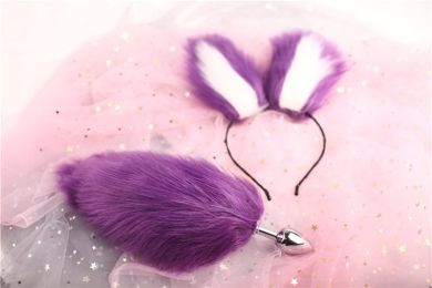 Remove Purple Tail Plush Hairpin Ears (Option: Anal plug 2.8purple and white)