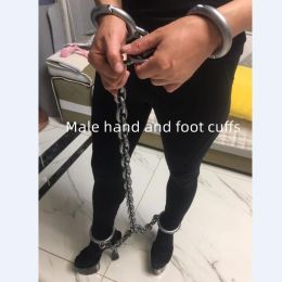Refined Steel Black Iron Collar Traction Rope (Option: Male hand foot cuff-Ring thickness 14mm)
