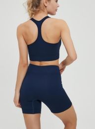 Women's Fashion Slim Fit High Waist Hip Lift Stretch Tight Yoga Shorts (Option: S-Navy Blue)
