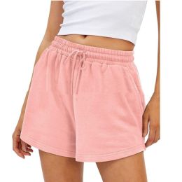 Women's Fashion Casual Exercise Elastic Running High Waist Shorts (Option: Pink-XL)