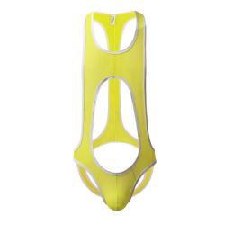 Men's One Piece Breathable Mesh Underwear (Option: Yellow-XL)