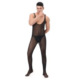 Men's Teasing Extreme Temptation Jumpsuit Uniform (Option: Black-2XL)