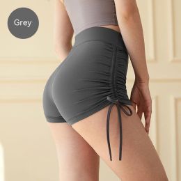 Women's Fashion Solid Color High Waist Hip Lift Fitness Three Points Yoga Pants (Option: Gray-L)