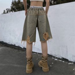 Men's And Women's Loose Retro Distressed Ripped Jeans (Option: Army Green-5XL)