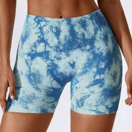 European And American Digital Printing Seamless Yoga Shorts (Option: Ink White-M)