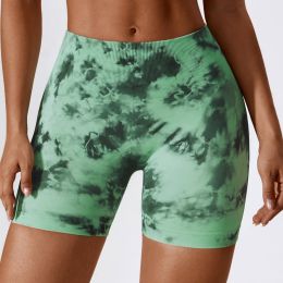 European And American Digital Printing Seamless Yoga Shorts (Option: Ink Green-M)