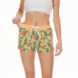 Women's Versatile Casual Fashion Slim Semi-Elastic Waist Beach Pants (Option: Yellow Background Pattern-M)