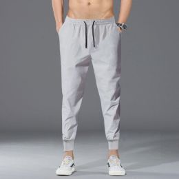 Men's Loose Fashion Ankle-length Pants (Option: Ankle Banded Pants Gray-M)