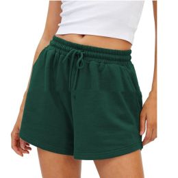 Women's Fashion Casual Exercise Elastic Running High Waist Shorts (Option: Green-XL)