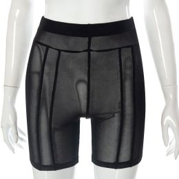 Lady Sexy Sheer Mesh High Waist Hip Lift Casual Pants (Option: Black-S)