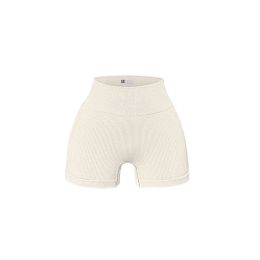Women's Fashion Slim Fit High Waist Hip Lift Stretch Tight Yoga Shorts (Option: S-Beige)