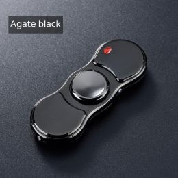 Windproof Creative Personality Fingertip Gyro Lighter With Light (Option: Onyx Black)