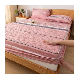 Sandwich Fitted Sheet Comes With Pillow Case Protector (Option: 4 Style-2mx2.2m)