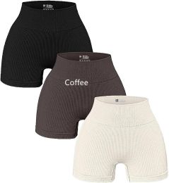 Women's Fashion Yoga Fitness Sports High Waist Workout Leggings (Option: Coffee-L)