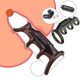 Shared Vibrating Masturbator G-spot Sex Toys Female Couples Penis Ring Massage Vaginal Clitoral Stimulation Sex Toys (Color: Black)