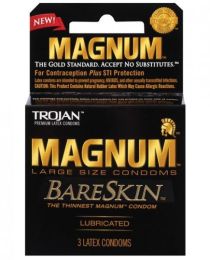 Trojan Magnum Bareskin 3 Pack Large Size Latex Condoms (SKU: TCN-7605-26EA)
