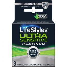 Lifestyles Ultra Sensitive Platinum Latex Condoms Pack Of 3 (SKU: R0210)