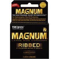 Trojan Magnum Ribbed Latex Condoms 3 Pack (SKU: T64208)