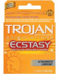 Trojan Ultra Ribbed Ecstasy Lubricated Condoms 2 Pack (SKU: TCN-7605-17EA)