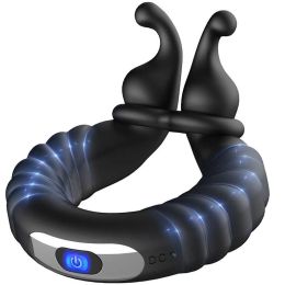Penis Ring Silicone Cock Ring Adjustable Vibrating Ring Mass (Color: Black)