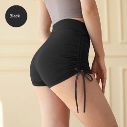 Women's Fashion Solid Color High Waist Hip Lift Fitness Three Points Yoga Pants (Option: Black-L)