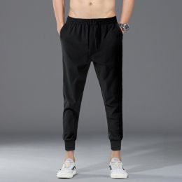 Men's Loose Fashion Ankle-length Pants (Option: Skinny Black-XL)
