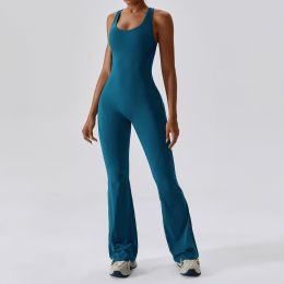 Quick-drying Skinny Yoga Clothes Dance Sports (Option: Deep Sea Blue-L)