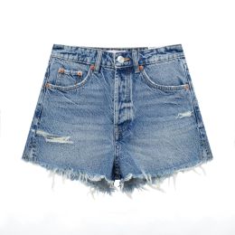 Women's American Retro Fashion Slimming High Waist Denim Shorts (Option: Blue-XS)