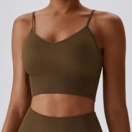Seamless Knitted Thread Yoga Suit (Option: Dark Coffee Color Beauty Back-S)