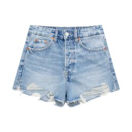 Women's American Retro Fashion Slimming High Waist Denim Shorts (Option: Light Blue-XS)